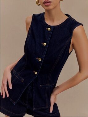 Meshki Dark Indigo Sleeveless Denim Vest